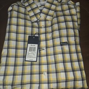 Faconnable Yellow, White & Navy Plaid Button-Down Shirt